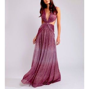 PatBo sleeveless lurex cut out gown